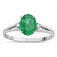 thumbnail image 2 of Star K � Oval 8x6 Genuine Emerald Split Shank Three Stone Engagement Promise Ring, 2 of 9