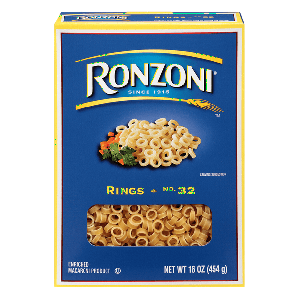 Ronzoni Rings, Anellini, 16 oz, NonGMO Pasta for Soups and Salads