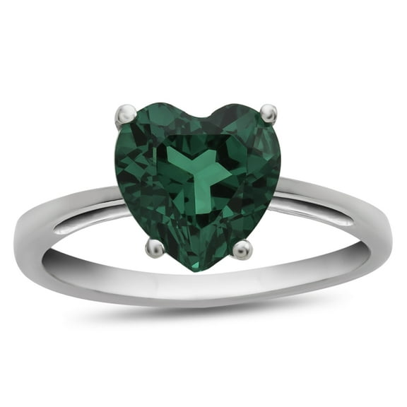 FJC Finejewelers 10k White Gold 7mm Solitaire Heart Shaped Simulated Emerald Ring