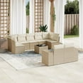 thumbnail image 1 of vidaXL 10 Piece Garden Sofa Set with Cushions Beige Poly Rattan, 1 of 5