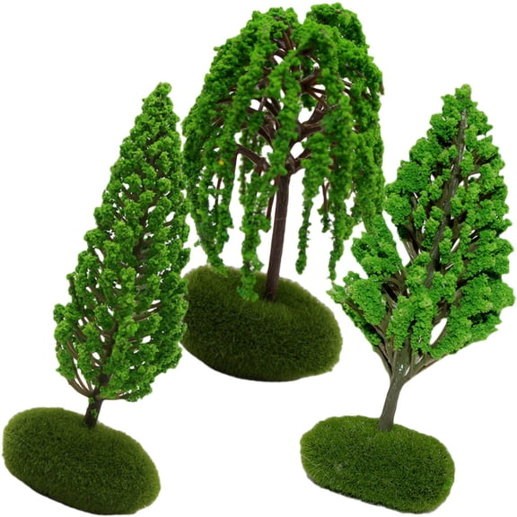 Baluue 3pcs Small Fake Tree Green Plastic For Toy House Desk Decoration