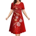 thumbnail image 3 of Vestido de alce de dibujos animados para mujer, bonito vestido con estampado de copos de nieve de Navidad, Mini vestidos de manga corta para invierno, ropa informal de fiesta 2023, 3 of 5