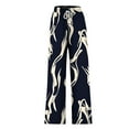 thumbnail image 5 of Zedker Women's Casual Wide Leg Sweatpants with Daily Print Patterns for Fall, Loose Drawstring High Elastic Waist Lounging Pants with Pockets,Black,S, 5 of 6