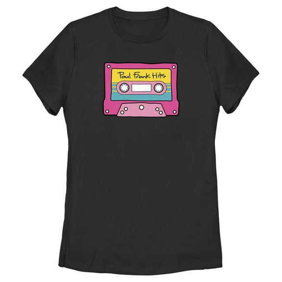 Women's Paul Frank Cassette Tape Hits Pink Graphic Tee Black Medium