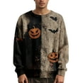 thumbnail image 3 of Kopltyrfg Halloween Sweater Men Stitched Print Patchwork Vintage Pullover Spooky Pumpkin Face Funny Sweatshirt Casual Holiday Costumes Black S, 3 of 6