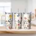 thumbnail image 2 of Floral Insulated Travel Mug 20oz for Her - Stainless Steel Tumbler with Handle, Straw Included, Leak-Proof Lid, Coffee Cup Gift, 2 of 5