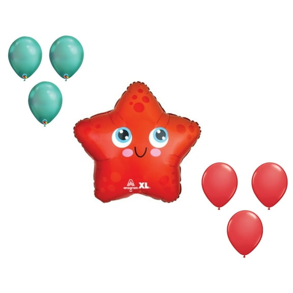 LOONBALLOON 17 Inch Starfish Balloon Medium Shape Set (6x latex)