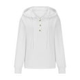 thumbnail image 5 of Mlzmgr Womens Hoodies V Neck Drawstring Pullover Fall Solid Color Loose Comfy Sweatshirts Blouse, 5 of 6