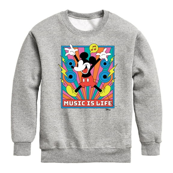 Disney - Mickey Music Is Life - Toddler & Youth Crewneck Fleece Sweatshirt