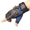 thumbnail image 4 of Sarapandan Men's Punk Half-Finger Leather Rivet Gloves for Motorcycle Riding & Outdoor Adventures Pirate-Skeleton Gloves, 4 of 5