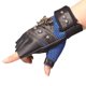 thumbnail image 1 of 1 par de guantes de esqueleto pirata con remaches de cuero artificial, guantes punk de medio dedo, guantes para hombre para andar en motocicleta y deportes al aire libre, 1 of 5