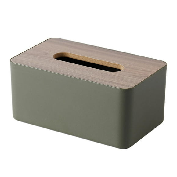 Caja de pañuelos rectangular con tapa de madera de bambú desmontable Verde