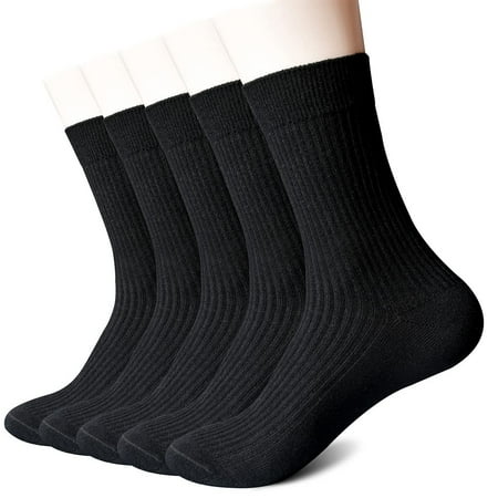 

Ait fish Thin Cotton Crew Socks for Women and Men - Long Ribbed Dress Socks (Black Medium to Large)