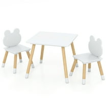 Gymax Kids Table & Chairs Set Children Multi-Activity Desk & Frog-Shaped Chair Set w/Wooden Legs