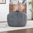 thumbnail image 2 of Corduroy Bean Bag Chair, Oversized Lounge Chair with Handle, Soft Upholstered Round Accent Chair for Living Room Bedroom Kids Room (Gray), 2 of 11