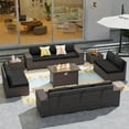 thumbnail image 4 of ALAULM Patio Conversation Set, 13 Piece Weave Rattan Outdoor Conversation Sets with Gas Fire Pit Table, Black, 4 of 6