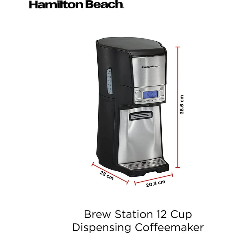 Hamilton Beach One Press Programmable Dispensing Drip Coffee Maker with 14  Cup Internal Brew Pot, Removable Water Reservoir, Black & Stainless Next