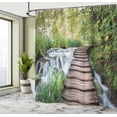 thumbnail image 5 of Ambesonne Nature Shower Curtain, Stream in Green Jungle, 69"Wx84"L, Brown Green White, 5 of 5