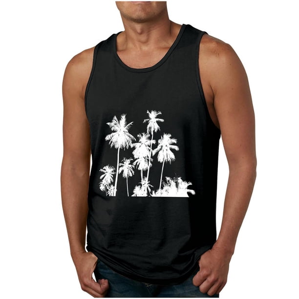 Camisetas de Tanque de los Hombres Tanque de los Hombres Incolor Gradiente de Impresión Cuello Redondo Correa Delgada Fuga Atrás Regular Casual Deportes Blusas de Tanque