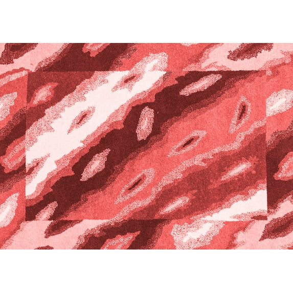 Ahgly Company Machine Washable Indoor Rectangle Abstract Red Modern Area Rugs, 2' x 5'