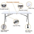 thumbnail image 4 of 180CZ Folding Table 6 Foot Plastic Folding Table Indoor & Outdoor for Picnic, Camping,BBQ and Party, with Powder Coated Steel Legs and Built in Carry Handle, White, 4 of 9