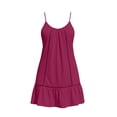 thumbnail image 5 of Axiiglly Mini Dresses for Women V Neck Ruffle Hem A Line Sleeveless Summer Spaghetti Strap Dress with Lace Detail, S-2XL, 5 of 7