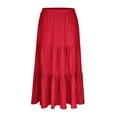 thumbnail image 6 of Sevevn Women Solid Color Casual Long Skirt With High Waist And Flowing Long Skirt With Pockets And Half Skirt, 6 of 8