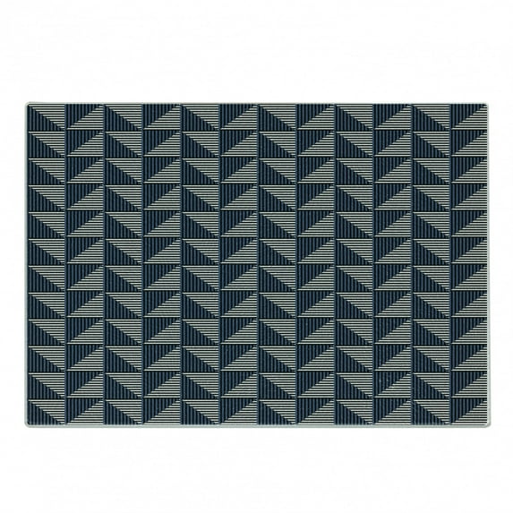 Striped Cutting Board, Symmetrical and Geometrical Pattern with Rhombus Triangle Shapes Stripes, Decorative Tempered Glass Cutting and Serving Board, Small Size, Dark Blue Black White, by Ambesonne