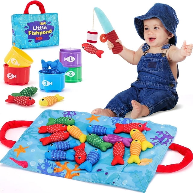 YWIYIUD 1 Set Portable Sensory Learning Toys Fishing Game Toy for 1 Year Old Early Learning Toy with Stacking Cups and Color Sorting Suitable for Educational Toys and Birthday Gifts