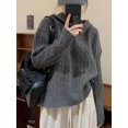 thumbnail image 2 of AOSSVIAO-suéter suelto de cuello alto para mujer, Jersey sólido cálido, prendas de punto básicas, Tops femeninos, otoño e invierno, 2024, 2 of 4