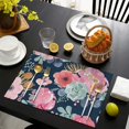 thumbnail image 3 of Pioneer Flower Floral Print Pattern Summer Placemats Table Placemats Set Of 6-Linen Kitchen Washable Placemats Table Mats 12x18 Inch Non-Slip Heat Resistant, 3 of 5