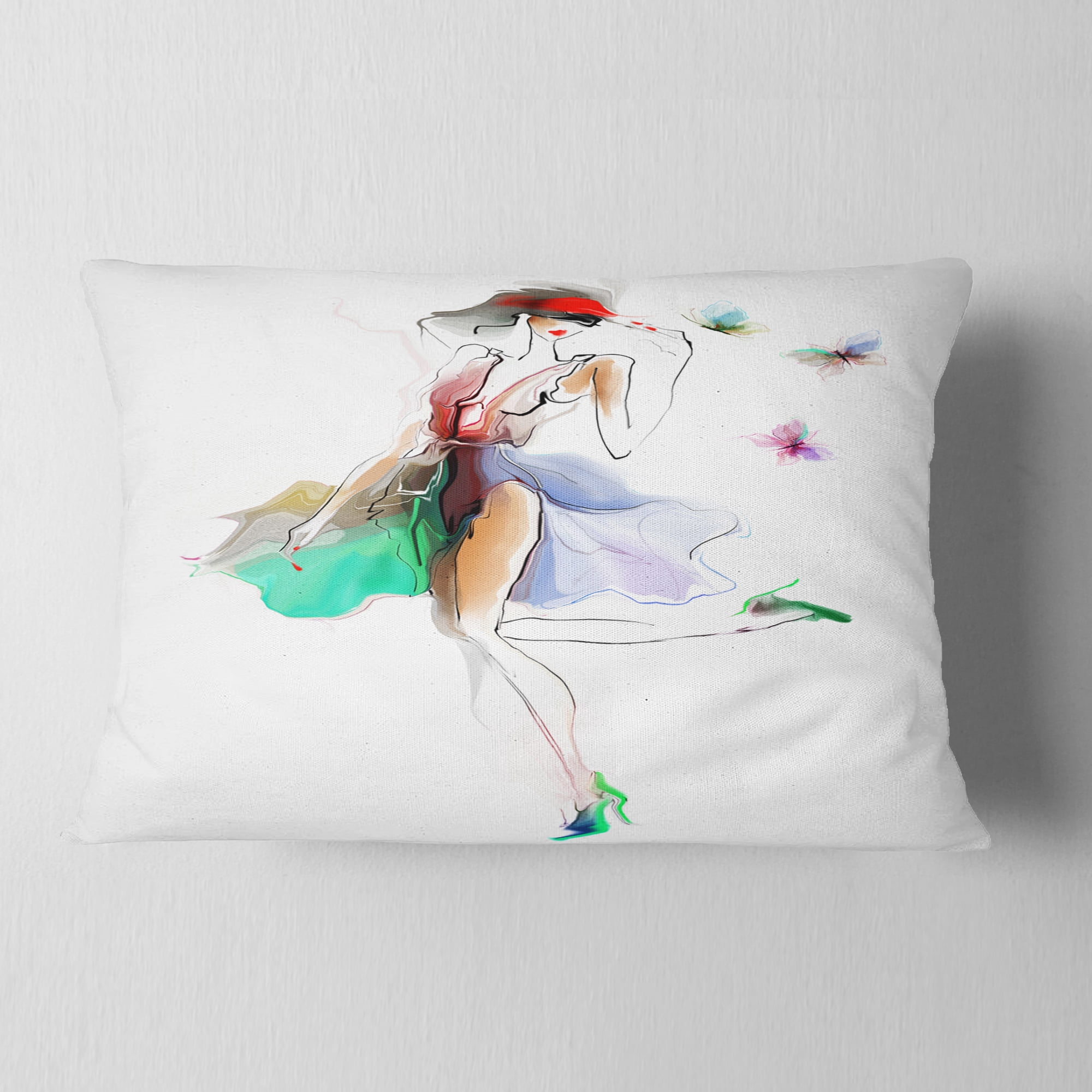 Designart Fashion Girl in Multiple Colors - Portrait Throw Pillow - 12x20