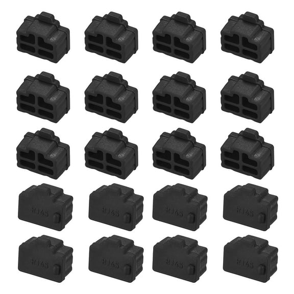 Uxcell Silicone Ethernet Hub Port RJ45 Anti-Dust Stopper Cap Cover Black 20 pcs