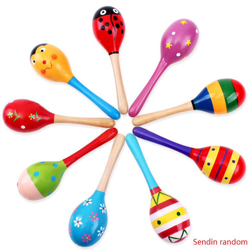 GeweYeeli Wooden Rattles Egg Shaker Kids Musical Party Favor Kid Baby Sand Shaker Newborn Sand