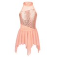 thumbnail image 1 of Kids Girls Shiny Sequin Ballet Leotard Dress Figure Skating Lyrical Ballroom Dance Dress Sleeveless Sheer Mesh Tutu Dancewear14 Gong Bohan LED, 1 of 2