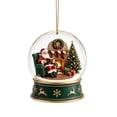 thumbnail image 2 of ZENVIVE Charming Christmas Snow Globe Ornament, 3.5 Inch Resin And Glass Hanging Piece With Gold Cord, Festive Village Scene Display For Tree Home Party, Santa Chair Fireplace Scene, 2 of 8