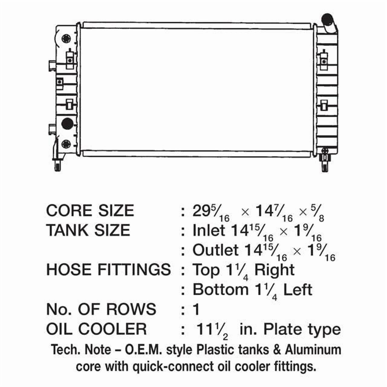 CSF 3262 1 Row Plastic Tank Aluminum Core Radiator