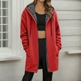thumbnail image 2 of YAYUBA Women's Fleece Zip Up Hoodie Warm and Cozy Sherpa Lined Sweatshirt Winter Hoodie Jackets for Women with Pockets With Pocket,Red,S, 2 of 5
