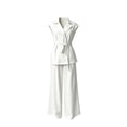 thumbnail image 4 of Naotn Womens Summer 2 Piece Outfits Casual Blazer Collar Short Sleeve Lace Up Shirt and Wide Leg Pants Sets Dressy Business Matching Suit Sets, 4 of 6