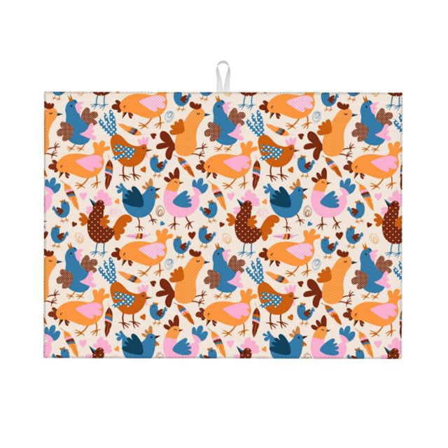 Balery Cute Chickens Alfombrilla de Secado para Cocina, 18x24 Pulgadas, Súper Absorbente para Platos y Encimeras