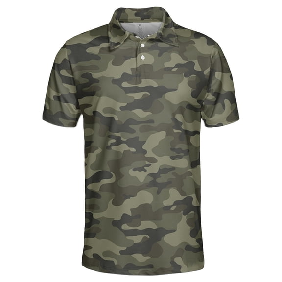 JAJAHO Polo Shirts For Men Camo Printed Casual Summer Quick Dry Short Sleeve Regular Fit Moisture Wicking Workout Comfy Tops