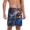 thumbnail image 2 of Balery Night Sky Turtle Pantalones cortos de pijama de punto de algodón para hombre con cinturilla y bolsillos-Small, 2 of 6