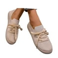 thumbnail image 3 of uvwlwu Women's Casual On Shoes Breathable Mesh Lace Up Flat Comfortable Walking Shoes For Daily Wear Fashion Sneakers(Beige,7), 3 of 9
