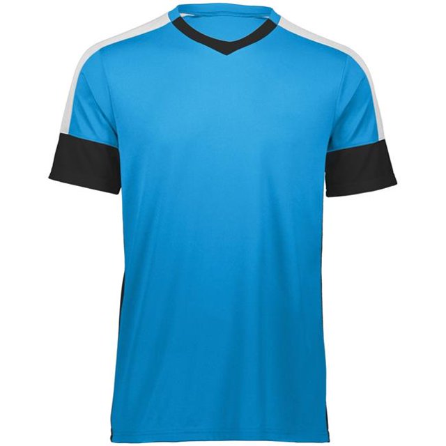 Adult Wembley Soccer Jersey - Power Blue, Black & White - Extra Large