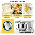 thumbnail image 6 of SPECSTAR Stand Mixer, 660W 10 Speed 6 Quart Tilt-Head Kitchen Electric Food Mixer with Beater, Dough Hook, Wire Whip and Egg Separator, Silver, 6 of 8