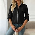 thumbnail image 4 of Women's Sports Jacket Baeitkot Women's Solid Color Casual Stand Collar Long Sleeved Outdoor Sports Zipper Jacket with Pockets Black M, 4 of 9