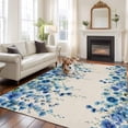 thumbnail image 3 of Area Rug for Living Room, Spring Blue Floral Non-Slip Indoor Large Carpet for Bedroom/Dining Room, Farmhouse Weeping Floral Leaves Burlap Washable Low-Profile Rectangle Floor Runner Rugs - 5 x 7 Ft, 3 of 7