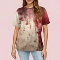 thumbnail image 4 of WTOBBY Women's Casual Short Sleeve Pullover Top with Round Neck, Featuring Bloody Halloween Print for Seasonal Fashion,Perfect for Costume Events, Soft and Stylish Apparel,Khaki XL, 4 of 4