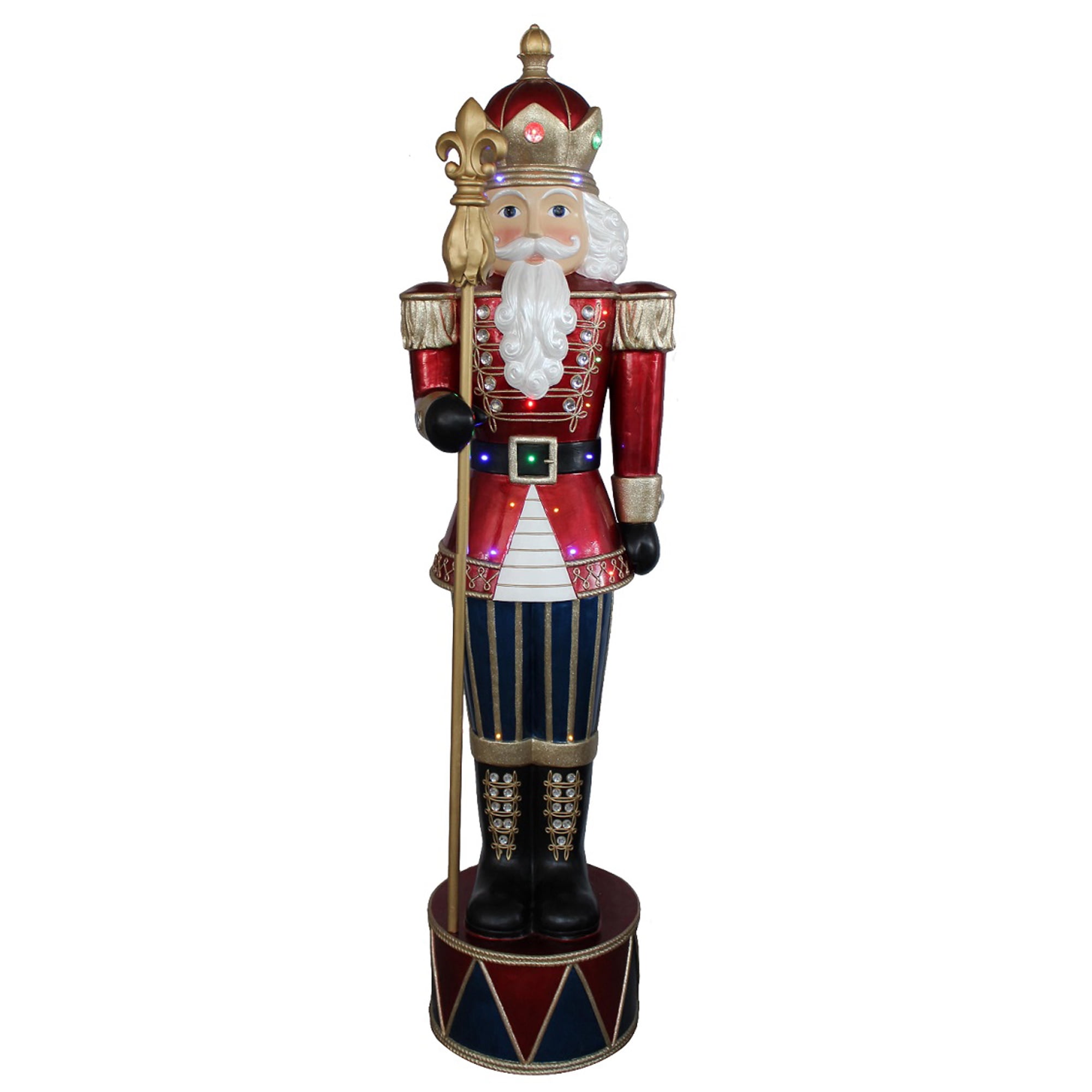 72" LED Lighted Commercial Grade Jeweled Nutcracker with Scepter Fiberglass Christmas Decoration