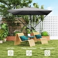 thumbnail image 4 of Grey Patio Offset Cantilever Umbrella, UPF 50+ UV Protection Polyester Parasol with 360° Rotation, Tilt & Crank Handle, Includes Cover & Wind Ropes for Garden, Backyard, Patio, 4 of 7